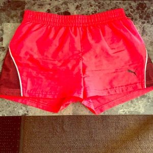 Girls Neon Orange Puma Shorts